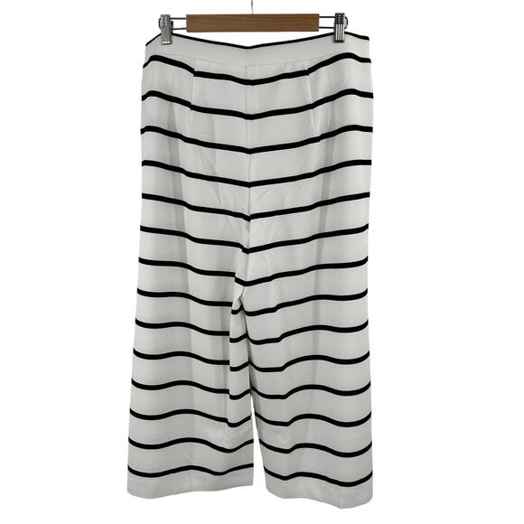 Maree Pour Toi pull on wide leg cropped pants black white stripe Size 12 - Picture 6 of 6